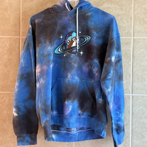 Buccee’s Hoodie Mens M Blue Tie Dye Outer Space Tie-Dye Outer Space Pullover - Picture 1 of 10
